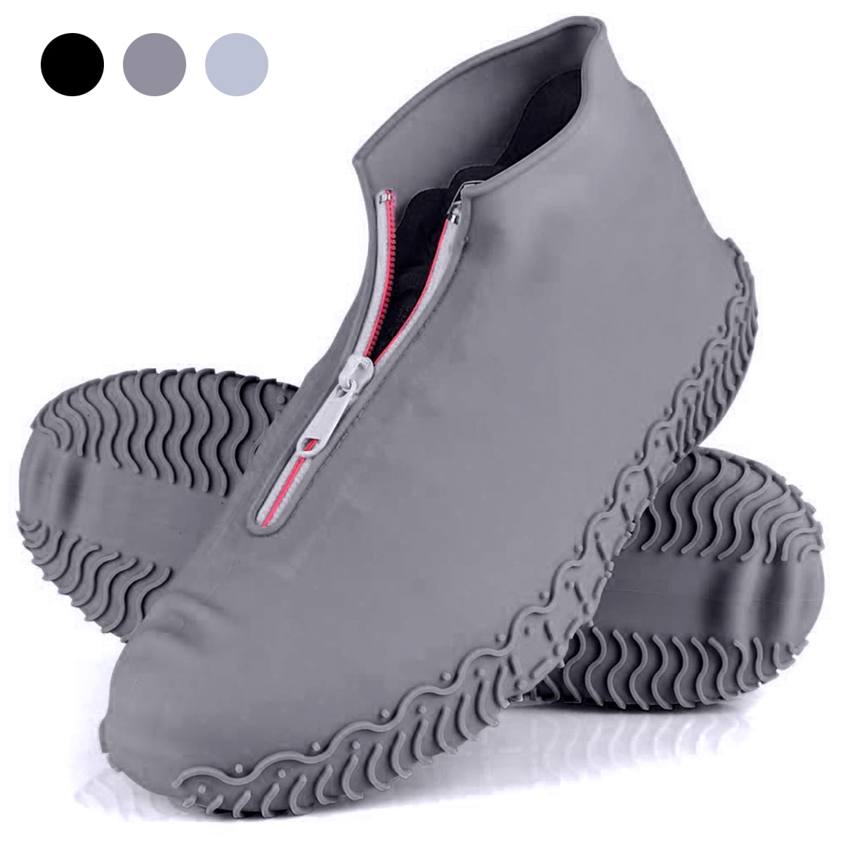 Nosii 1 Pair Waterproof Shoe Covers Reusable Folding NotSlip Silicone
