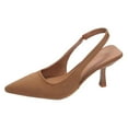 thumbnail image 4 of Khaki Ladies Elegant Heels With Pointed Toe And Flock Material In Neutral Shade For Special Events, 4 of 5