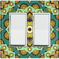 thumbnail image 1 of Metal Light Switch Plate Cover Green Orange Mandala Flower Tile Pattern MDL117, 1 of 13