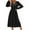 Black, variant on qolati Dresses for Women 2023 Fashion Lantern Sleeve V Neck Stretchy High Waist Midi Dress Elegant Button Down Pleated Swing Holiday Going Out Dress