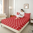 thumbnail image 4 of Manfei Polka Dots Boy Girl Twin Sheet Sets 3pcs,Vintage Aesthetic Twin Fitted Sheet Microfiber,Red White Breathable Flat Sheet,Microfiber Bedroom Decor, 4 of 7