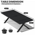 thumbnail image 3 of Crestlive Products 94" Outdoor Dining Table for 8-10, Aluminum Sturdy Frame with Umbrella Hole, Black Wood-Grain Top, 3 of 7