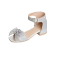 thumbnail image 2 of JDQJBZ Girl's Sandals Big Girl Open Toe Low Heel Sandals with Bow Decor Non Slip, 2 of 5