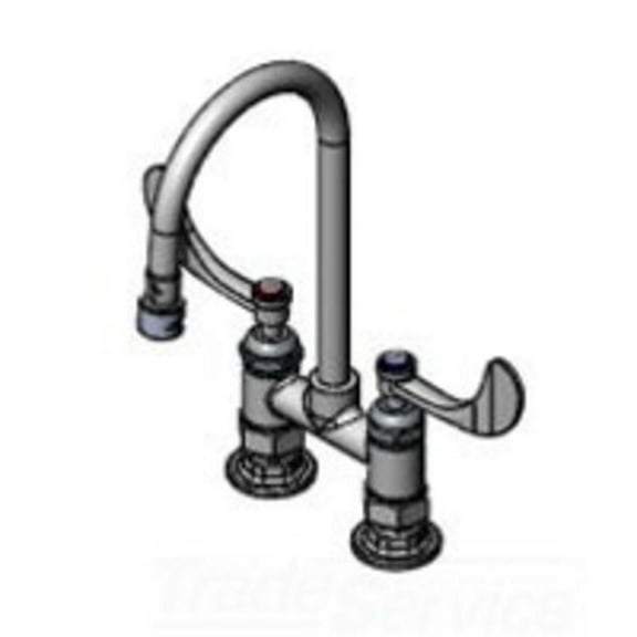 T&S Brass B-0328-CR-VF05 4 Deck Mount Faucet w/ 0.5 GPM Non-Aerated VR Outlet Device, B-WH4 Handles, Ceramas