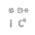 thumbnail image 2 of Believe by Brilliance Women's Adult Female Fine Silver Plated CZ Trio Multi Earring Set, 2 of 4