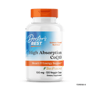 Doctor's Best High Absorption CoQ10 with BioPerine, Non-GMO, Gluten Free, Soy Free, Vegan, Naturally Fermented, Heart Health, Energy Production,100 mg 120 Veggie Caps