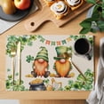 thumbnail image 2 of Placemats Set of 6, St. Patrick's Day Woven Placemat, Linen Place Mats for Kitchen/Dining Tables, Green Gnomes Lucky Shamrocks Vintage Washable Table Mats for Party, 2 of 8