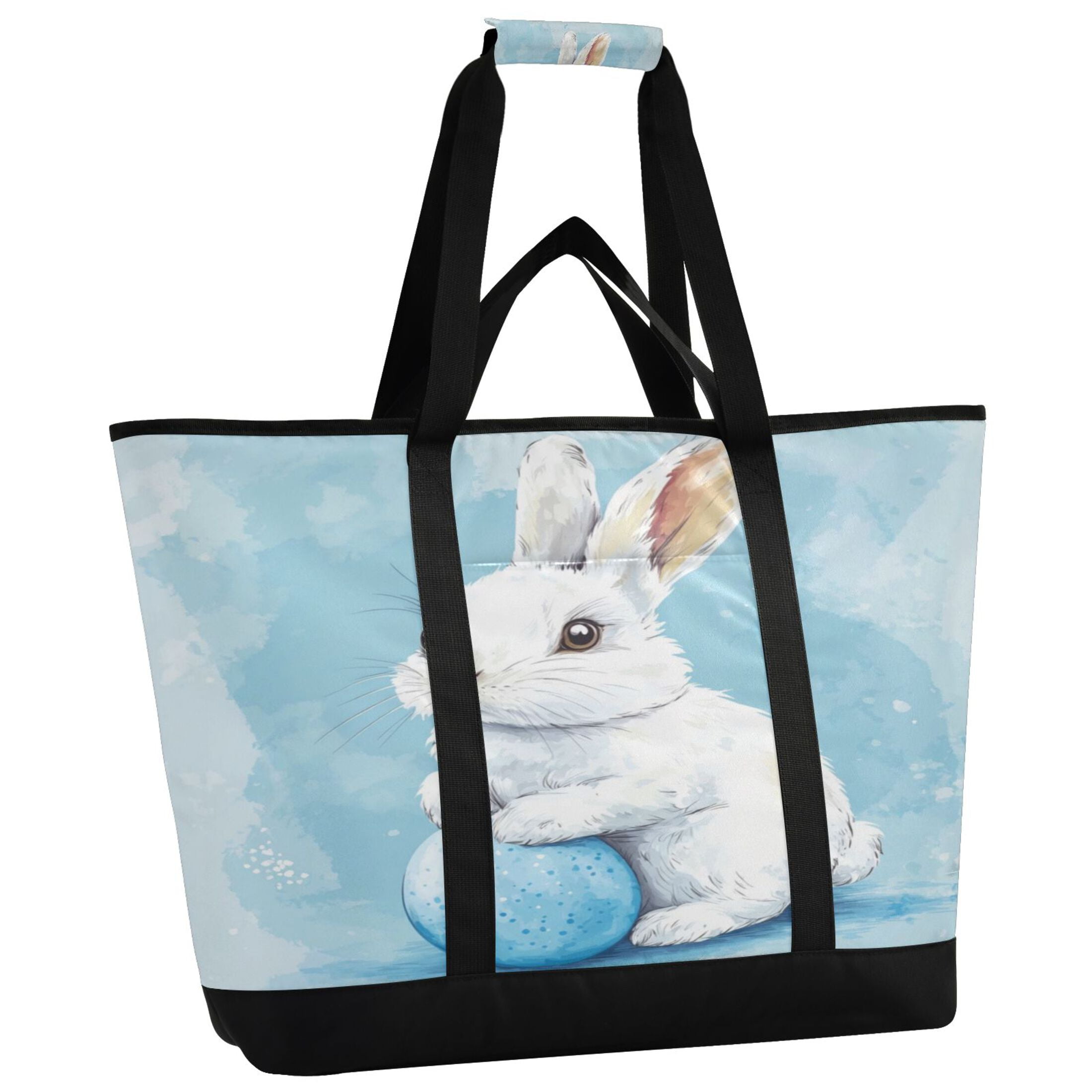 Large Hand-held Ice Pack Picnic Bag Insulation and Refrigeration Suitable for Shopping Picnics and Camping Blue Easter Bunny