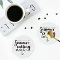 thumbnail image 5 of Disketp Summer Calling Funny Coasters,6 Pcs Leather Coasters With Holder, Perfect Housewarming Hostess Gifts,Protect Furniture From Water Marks Scratch And Damage, 5 of 9