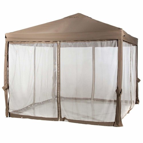 Abba Patio 10x10 Feet Fully enclosed Garden Canopy with Mesh Insect Screen Brown