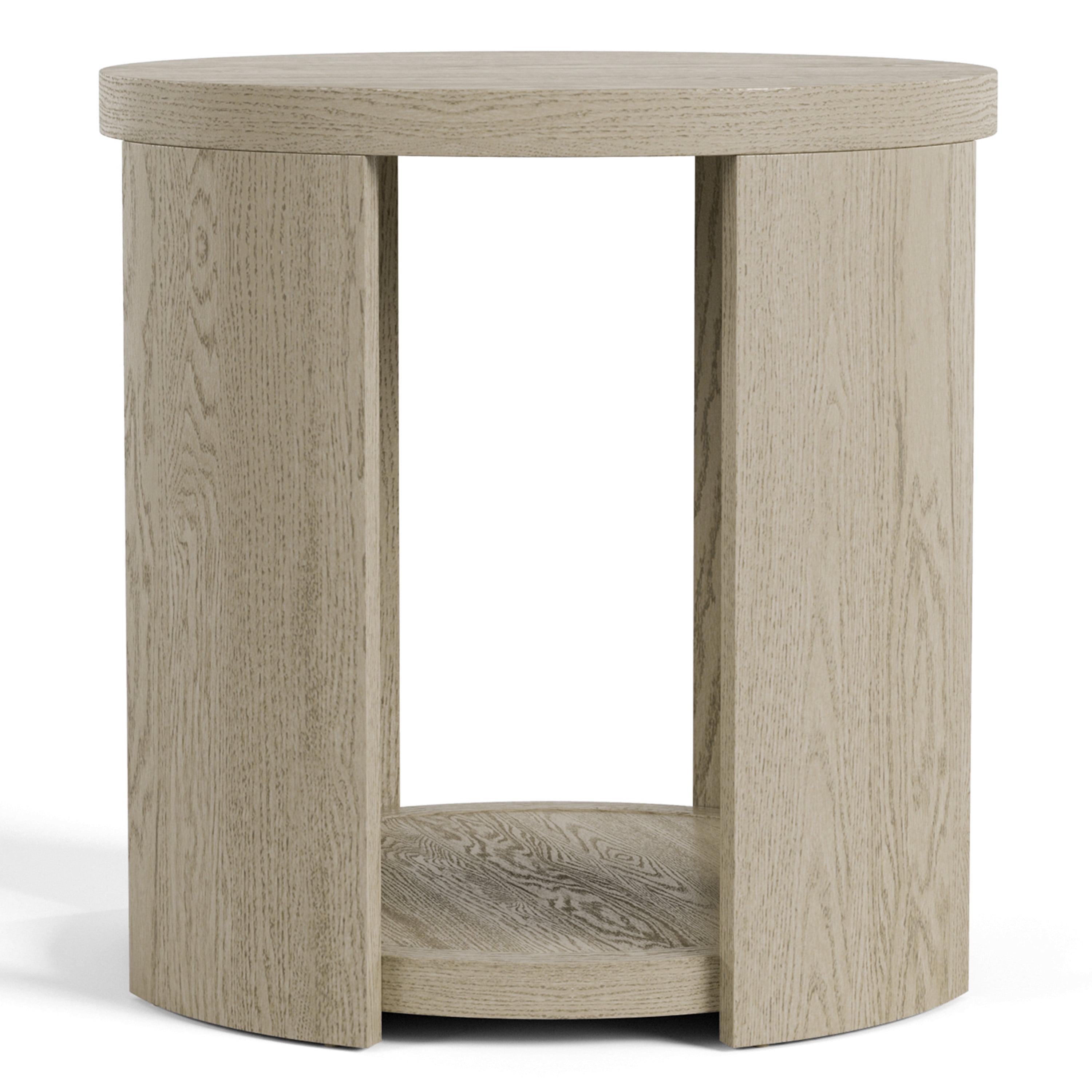Furniture of America Cheri Modern 1-Shelf Solid Wood Round End Table, Oak