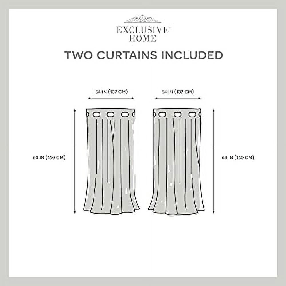 Exclusive Home Modo Metallic Geometric Grommet Top Curtain Panel Pair, 54"x63", Winter White