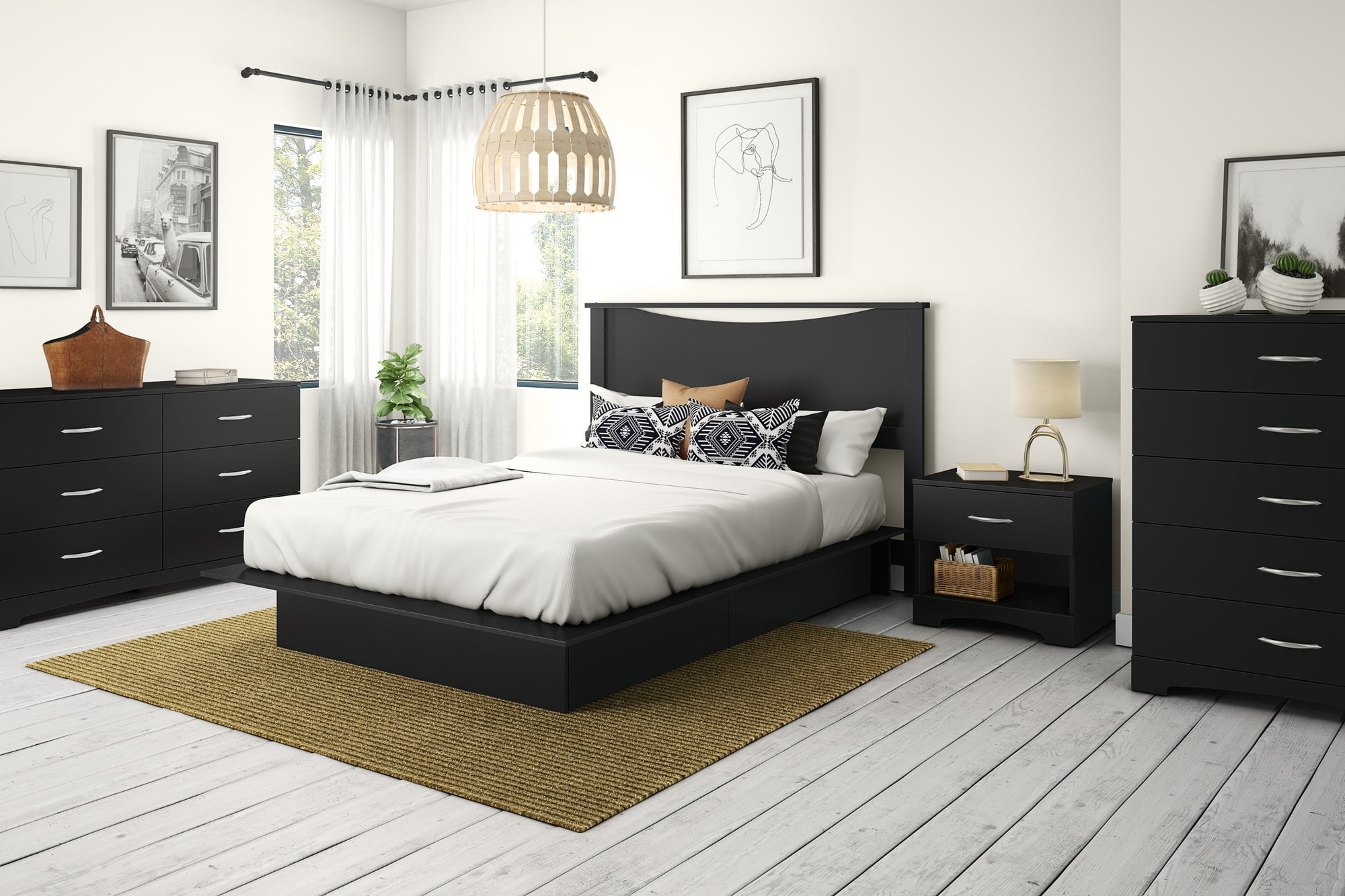 South Shore Maddox 6 Drawer Double Dresser in Pure Black Walmart