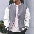 thumbnail image 3 of WTOBBY Men's Loose Fit Baseball Jersey Jacket, Casual Versatile Cardigan Style, Fashionable Outerwear for Street Style and Daily Wear,Gray XL, 3 of 5
