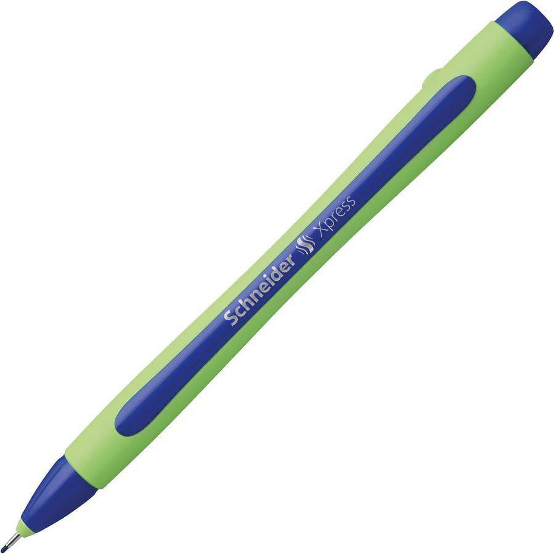 Rediform Schneider Xpress Premium Fineliner Pens, Fine Point, 0.8 mm, Blue/Green Barrel, Blue Ink, Pack Of 10 Pens