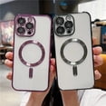 thumbnail image 4 of For Magsafe iPhone 14 Pro Case Luxury Plating Clear Magnetic Silicone Case For iPhone 13 12 11 Pro Max Soft Shockproof Cover, 4 of 5