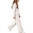 thumbnail image 2 of CYRBOKO Sweaters Outfit Sets for Girls, Comfy Zipper Long Sleeve Fall Winter Hooded Tops and Flared Pants White Size 1-8 T, 2 of 3