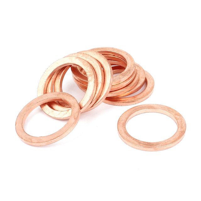 Unique Bargains Rondelle Plate en Cuivre en Forme d'Anneau Métrique 18mm x 24mm x 2mm 10 Pcs