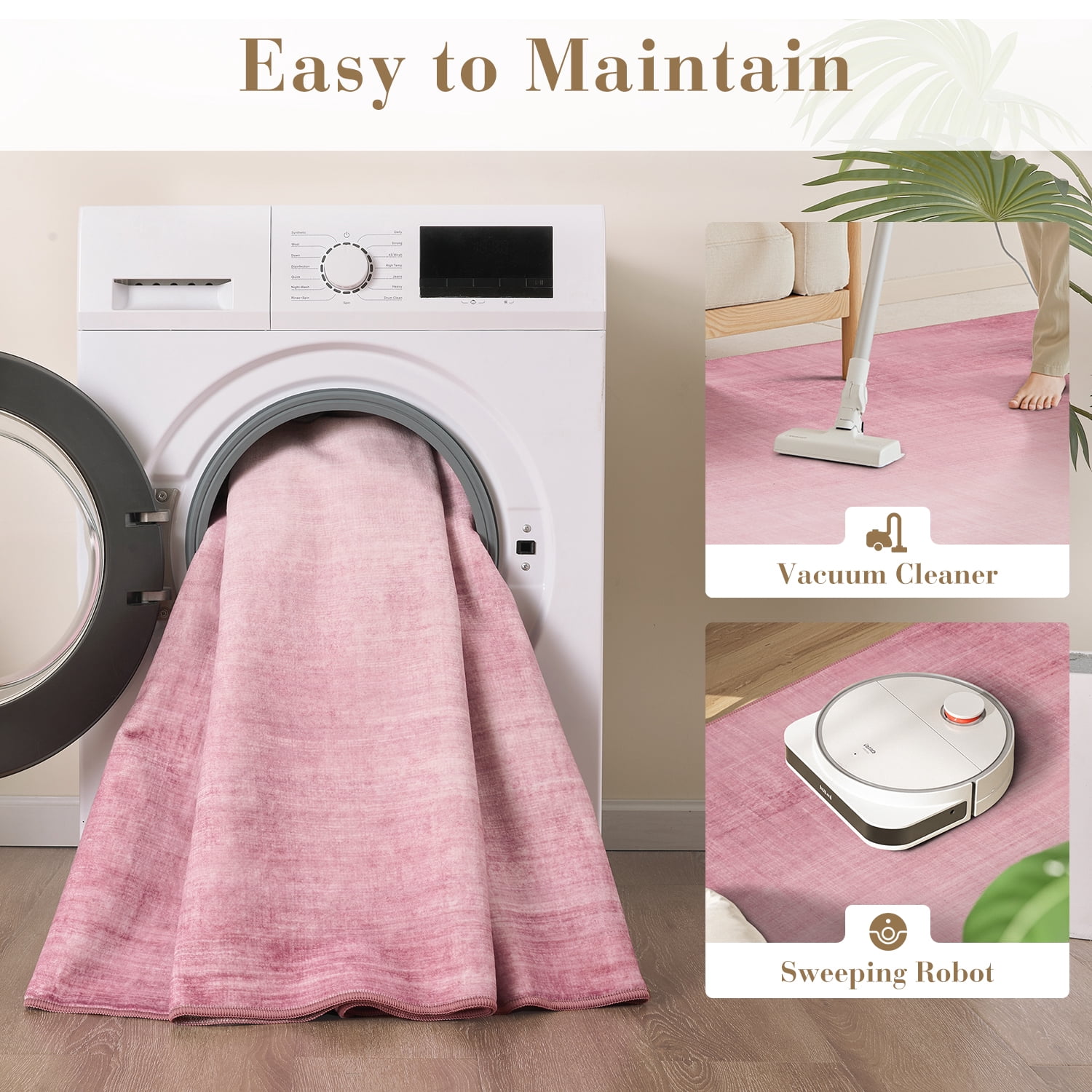 SIXHOME 2'x6' Runner Rugs for Hallway Washable Boho Soft Neutral Abstract Gradient Rug Runner for Entryway Kitchen Laundry Room Bedroom Non Slip Rubber Backing Pink
