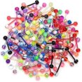 thumbnail image 1 of 110Pcs Tongue Rings Wholesale 14g Tongue Ring Barbells Assorted Colors for Women Man, 1 of 5