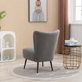 thumbnail image 5 of 22.50''W Boucle Upholstered Armless Chair, Modern Accent Chair with Cozy Curved Wingback and Solid Wood Legs, Corner Side Chair for Bedroom Living Room Office,  Gray, 5 of 8