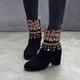 thumbnail image 2 of NECHOLOGY Botas Mujer Adulto Femenino Zapatos Botines de mujer Botines de mujer Otoño e Invierno moda comercio exterior borla grande estilo nacional cómodo punta redonda tacón cuadrado (Black, 7), 2 of 7
