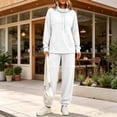 thumbnail image 2 of Women's Two-piece High Neck Sports Suit Long Sleeved Drawstring and Jogging Pants Casual with Pocket Set, 2 of 9