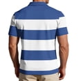 thumbnail image 5 of Homeyce Mens Short Sleeve Polo Shirts Button Down Collar Shirts Fashionable Business Athletic Casual Polo Sweater Striped Color Block Short Sleeve Golf T Shirt,Blue 2XL, 5 of 5