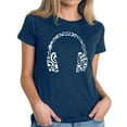thumbnail image 1 of LA Pop Art Women's Premium Blend Word Art T-shirt - Music Note Headphones, 1 of 2