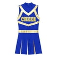 thumbnail image 5 of Sxiwei Women's Cheer Leader Costume Halloween Cheerleading Sleeveless A-line Dress Royal Blue XL, 5 of 7