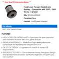 thumbnail image 2 of Front Lower Forward Control Arm Bushing - Compatible with 2007 - 2009 Toyota FJ Cruiser - Moog, 2 of 2