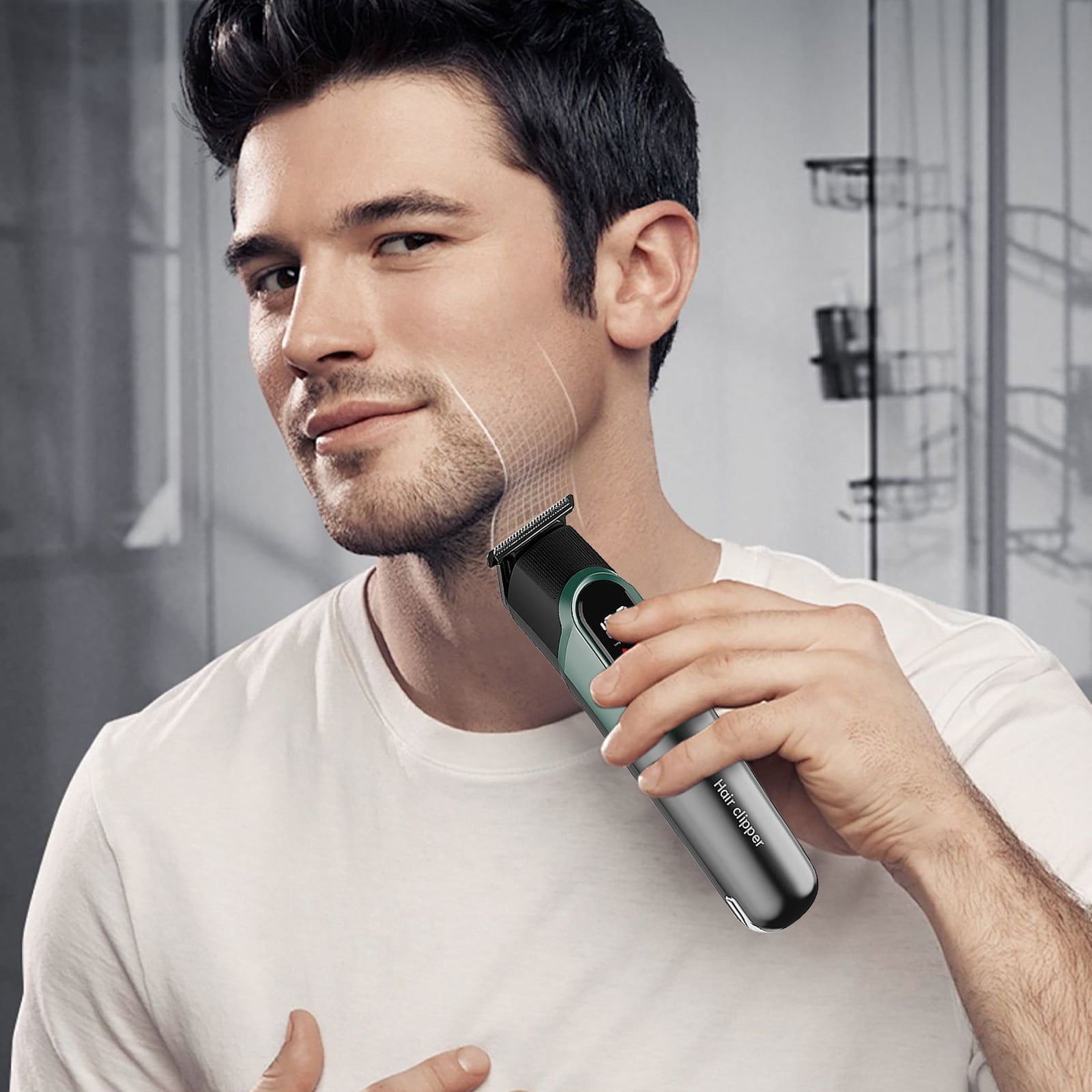 Taotanxi Beard Trimmer for Men, Hair Clippers for Men 5 in 1 Grooming Shaving Kit for Face, Mustache, Body, Ear, Nose, Waterproof Cordless Barber Clippers for Hair Cutting 01 Green