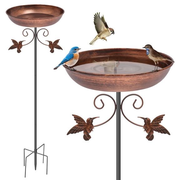 31.1In Metal Bird Bath for Outdoors, Removable 13" Dia Bowl with Stable Upgrades Stake, Easy to Clean Birdbaths for Garden Yard Lawn Decor,Upgraded 5-Pronged Base
