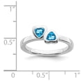 thumbnail image 5 of 925 Sterling Silver Stackable Expressions Blue Topaz Double Heart Ring Size: 8; for Adults and Teens; for Women and Men, 5 of 5