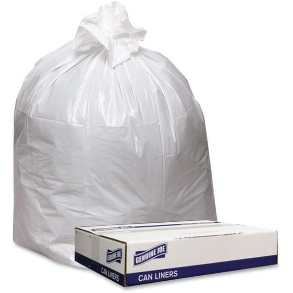 Genuine Joe  Trash Can Liners - White, 100 Count