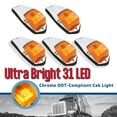thumbnail image 1 of Red Hound Auto Set of 5 Cab Marker Lights Chrome with 31 Ultra Bright LED Lamps Compatible with Peterbilt Kenworth Freightliner Mack Roof Clearance Amber DOT Compliant, 1 of 5