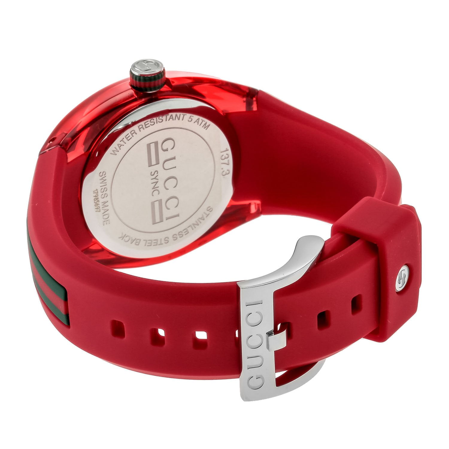 GUCCI グッチsync archive Watch rubber レッド Gucci 36MM Stainless Steel & Rubber Strap Watch on SALE