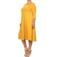 thumbnail image 2 of Women's Casual Plus Size Loose Fit 3/4 Sleeve Jersey Knit A-Line Solid Midi Dress, 2 of 4