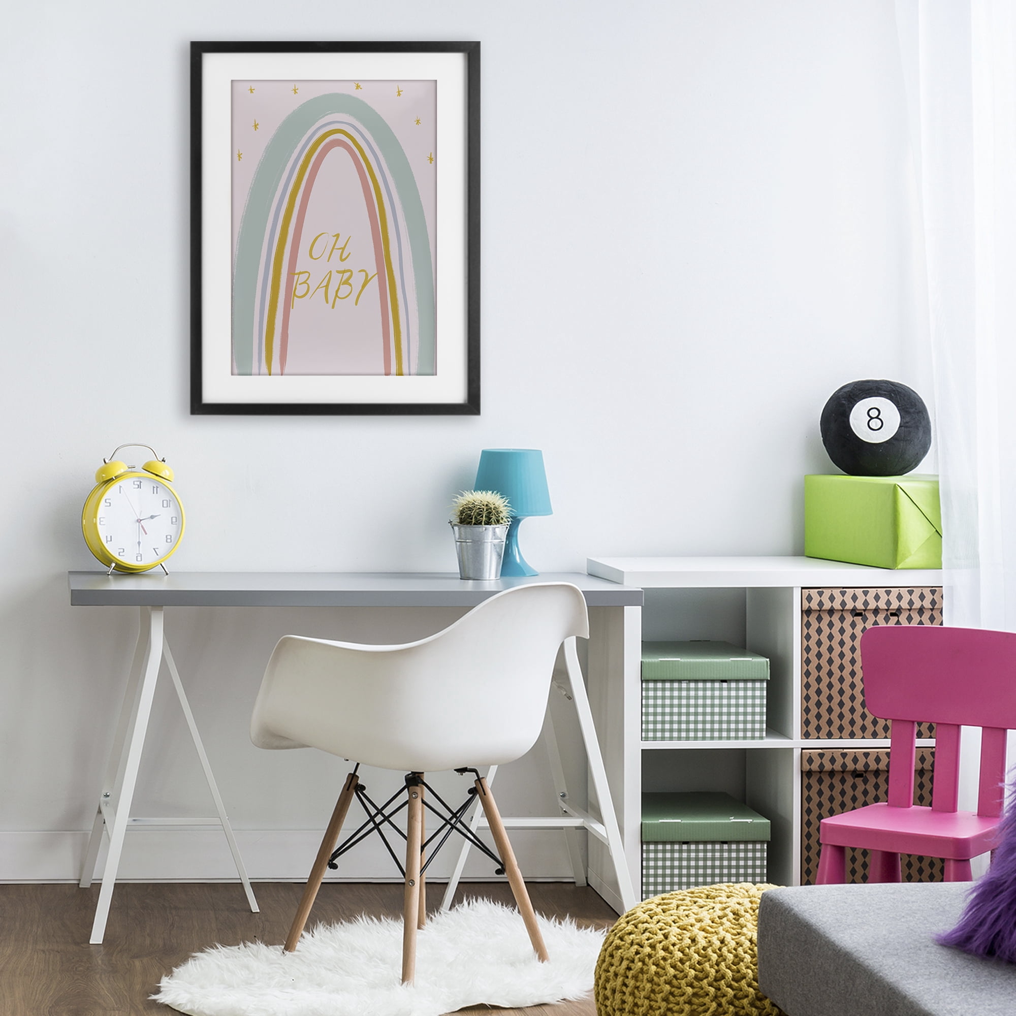 Stupell Industries Oh Baby Rainbow Black Framed Print Under Glass, design by Lucille Price