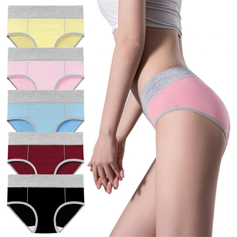 Women'S Underwear, Soft Cotton Mid Waist Breathable Solid Color Panties  Women'S Panties 