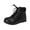 16#Black, variant on Women Vintage Faux Leather Lace Up Ankle Martin Boots Knitted Sock Collar Thick Lug Sole Casual Short Combat Booties