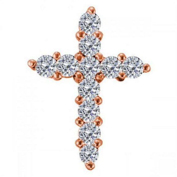 PW29040-0.25 14R I-i-1 0.25 Carat 14K Rose Gold I-I-1 Classic Diamond Cross Pendant