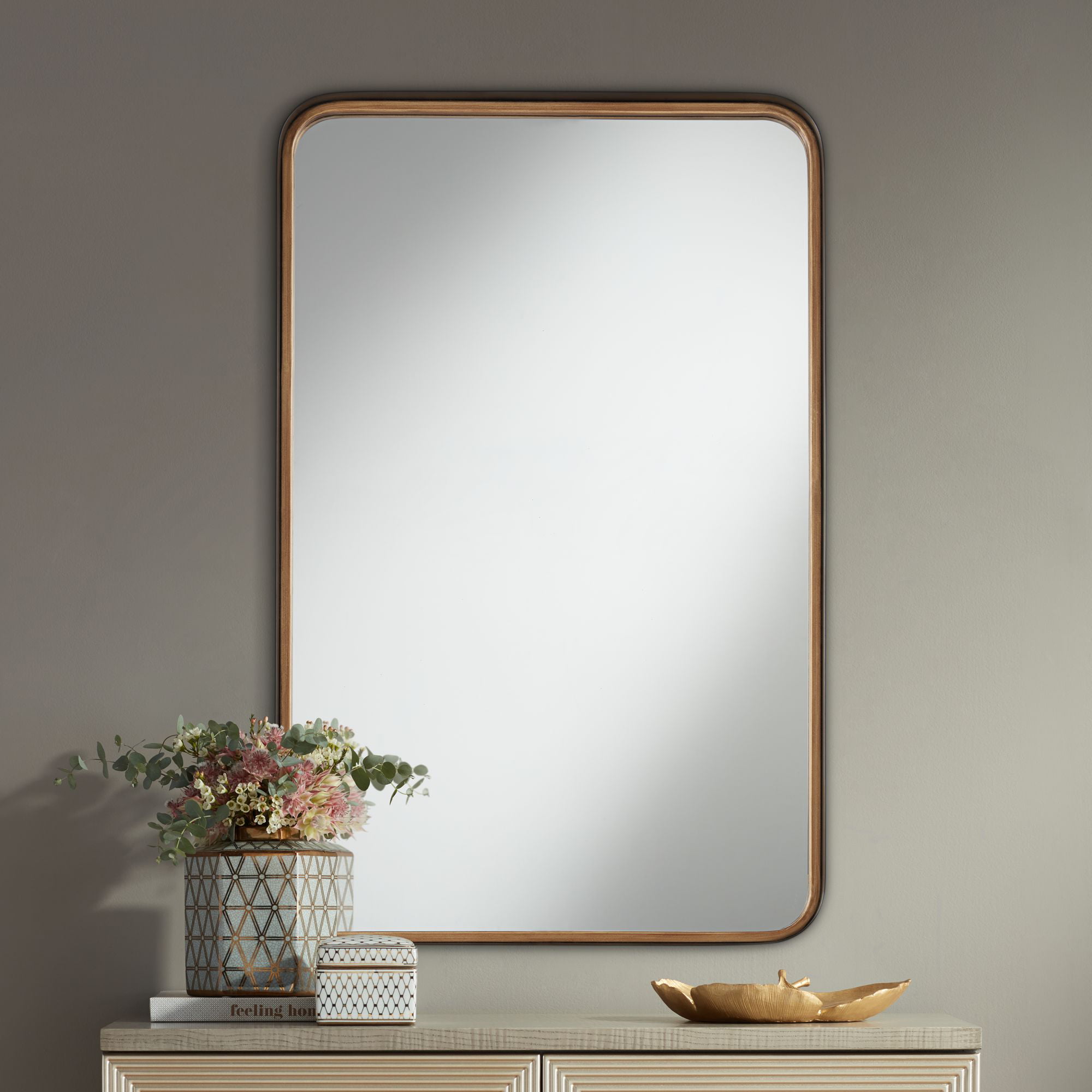 Standing Rectangular Gold Frame Bathroom Shaving Glass Decorative Mirror Stand 