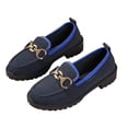 thumbnail image 4 of HomeDM Loafers for Women Slip On Comfort Closed Toe Flat Business Casual Dress Office Work Shoes, Dark Blue Size 6.5, 4 of 9