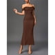 thumbnail image 4 of Vestido Maxi con Hombros Descubiertos, Corsé Fruncido, Ajustado, Vestidos Formales para Invitadas de Boda para Mujeres Marrón L, 4 of 8