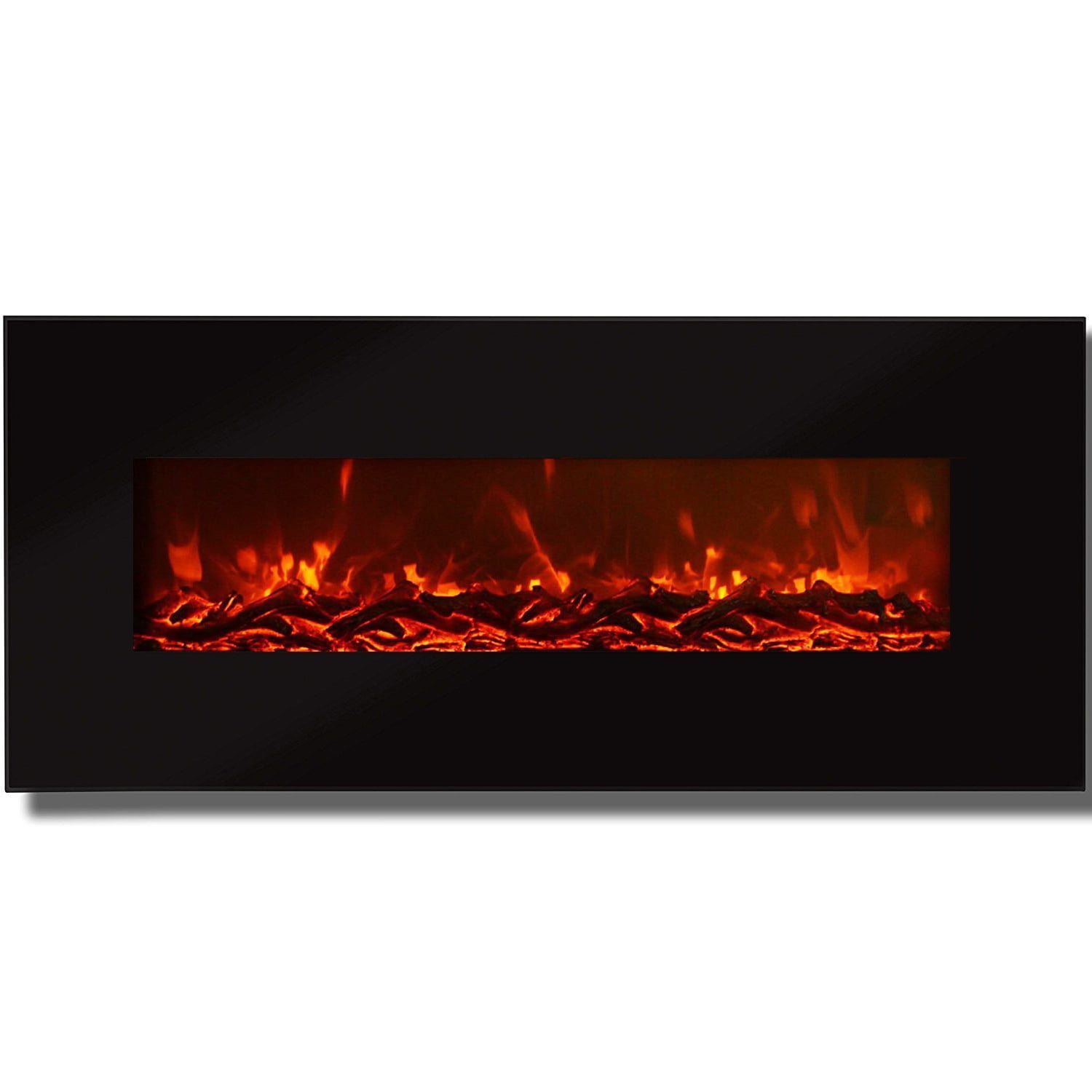 Regal Flame Valencia Black 50" Log Ventless Heater Electric Wall Mounted Fireplace Better than Wood Fireplaces, Gas Logs, Firepl