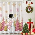 thumbnail image 5 of Pink Christmas Shower Curtains for Bathroom, Snowman Snowflake Waterproof Fabric Shower Curtain for Bathroom Bathtub Decoration, Machine Washable, 54x"78", 5 of 9