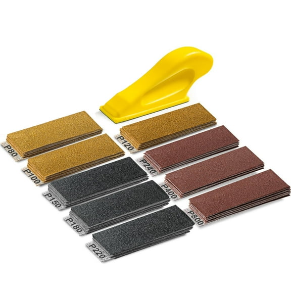Genreen 55 PCS Premium Micro Sander, Detail & Mini Sander Block – Precision Small Hand Sanding Tool, 80–800 Grit Sandpaper Kit, 3-in-1 Set for Wood, Crafts, Furniture, Tight Spaces & DIY Projects