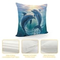 thumbnail image 4 of Creowell Dolphins Ocean Sunlight Pillow Covers for Indoor Outdoor Sofa Couch, Zipper Closure, 1PC 18x18in, 4 of 5