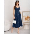 thumbnail image 5 of Deep Blue Women Denim Midi Dress With Front Buttons And Sweetheart Neckline, 5 of 5